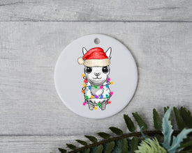 Baby Lama with Santa Hat/Light, Baby Lama Christmas Light Ornament, Christmas Gift Ornament, Santa Helper with Santa Hat, Christmas Light