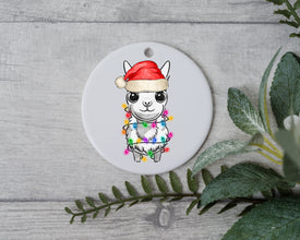 Baby Lama with Santa Hat/Light, Baby Lama Christmas Light Ornament, Christmas Gift Ornament, Santa Helper with Santa Hat, Christmas Light