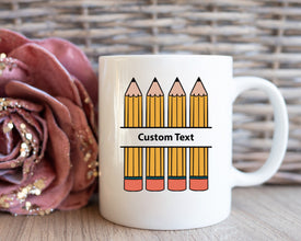 Custom Teacher Coffee Mug, Personalize Pencil Teacher Mug, Schoolteacher Coffee Mug, Teacher Gift Mug, Back To School Mug, ABC Teacher Mug