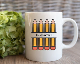 Custom Teacher Coffee Mug, Personalize Pencil Teacher Mug, Schoolteacher Coffee Mug, Teacher Gift Mug, Back To School Mug, ABC Teacher Mug