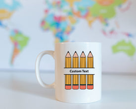 Custom Teacher Coffee Mug, Personalize Pencil Teacher Mug, Schoolteacher Coffee Mug, Teacher Gift Mug, Back To School Mug, ABC Teacher Mug