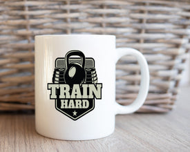 Train Hard Coffee Mug, Custom Coffee Mug, Personalized Coffee Mug, Gym Freak Gift, Leg Day Mug, Lifting Mug, Trainer Coffee Mug