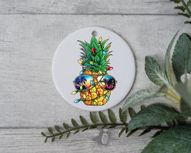 Pineapple Merry Christmas Ornament, Pineapple Xmas, Happy New Year Ornament, Holidays Ornament, Custom Christmas Ornament, Gift for Friends