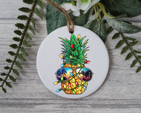 Pineapple Merry Christmas Ornament, Pineapple Xmas, Happy New Year Ornament, Holidays Ornament, Custom Christmas Ornament, Gift for Friends