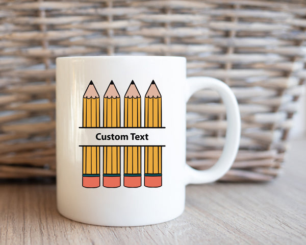 Custom Teacher Coffee Mug, Personalize Pencil Teacher Mug, Schoolteacher Coffee Mug, Teacher Gift Mug, Back To School Mug, ABC Teacher Mug