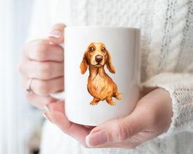 Tan Dachshund Coffee Mug, Personalized Coffee Mug, Dachshund Pet Owner Gift Mug, Custom Pet Coffee Mug, Dog Lover Coffee Mug