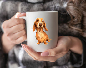 Tan Dachshund Coffee Mug, Personalized Coffee Mug, Dachshund Pet Owner Gift Mug, Custom Pet Coffee Mug, Dog Lover Coffee Mug