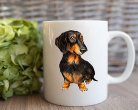 Black and Tan Dachshund Coffee Mug, Personalized Coffee Mug, Dachshund Pet Owner Gift Mug, Custom Pet Coffee Mug, Dog Lover Coffee Mug