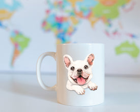 White Frenchie Coffee Mug, Personalized Coffee Mug, Pet Owner Gift Mug, Frenchie Owner Gift, Dog Lover Coffee Mug, Custom Pet Mug