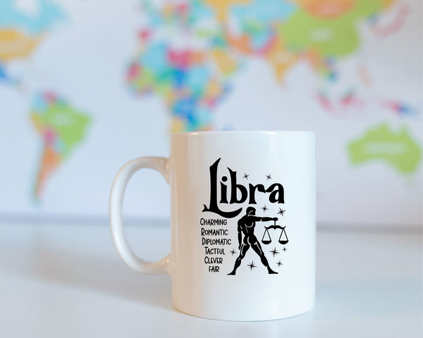 Libra Zodiac Coffee Mug, Personalized Zodiac Mug, Zodiac Personality Traits Mug, Custom Coffee Mug, Customized Mug, Libra Birthday Gift