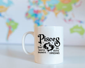 Pisces Zodiac Coffee Mug, Personalized Zodiac Mug, Zodiac Personality Traits Mug, Custom Coffee Mug, Customized Mug, Pisces Birthday Gift