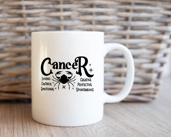 Cancer Zodiac Coffee Mug, Personalized Zodiac Mug, Zodiac Personality Traits Mug, Custom Coffee Mug, Customized Mug, Cancer Birthday Gift