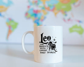 Leo Zodiac Coffee Mug, Personalized Zodiac Mug, Zodiac Personality Trait Mug, Custom Coffee Mug, Customized Mug, Leo Birthday Gift