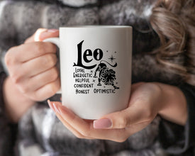 Leo Zodiac Coffee Mug, Personalized Zodiac Mug, Zodiac Personality Trait Mug, Custom Coffee Mug, Customized Mug, Leo Birthday Gift