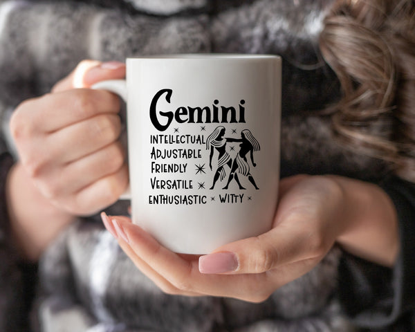 Gemini Zodiac Coffee Mug, Personalized Zodiac Mug, Zodiac Personality Trait Mug, Custom Coffee Mug, Customized Mug, Gemini Birthday Gift