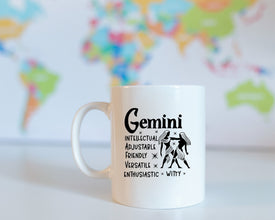 Gemini Zodiac Coffee Mug, Personalized Zodiac Mug, Zodiac Personality Trait Mug, Custom Coffee Mug, Customized Mug, Gemini Birthday Gift