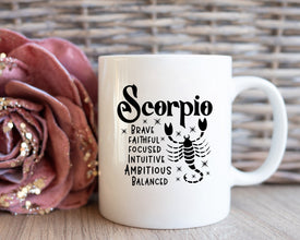 Scorpio Zodiac Coffee Mug, Personalized Zodiac Mug, Zodiac Personality Trait Mug, Custom Coffee Mug, Customized Mug, Scorpio Birthday Gift