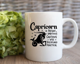 Capricorn Zodiac Mug, Personalized Zodiac Mug, Zodiac Personality Trait Mug, Custom Coffee Mug, Customized Mug, Capricorn Birthday Gift