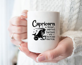 Capricorn Zodiac Mug, Personalized Zodiac Mug, Zodiac Personality Trait Mug, Custom Coffee Mug, Customized Mug, Capricorn Birthday Gift