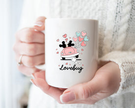 Disney World Valentines Day Mug, Lovebug Coffee Gift Mug, Disney Heart Balloon Mug, Couples Mug, Couples Valentines Gift For Him and Her