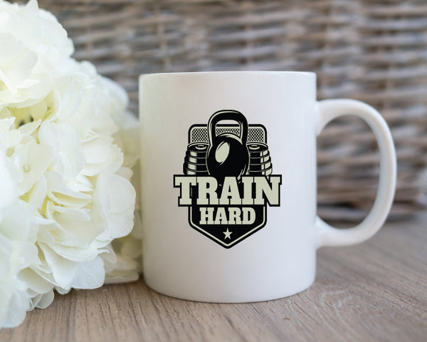 Train Hard Coffee Mug, Custom Coffee Mug, Personalized Coffee Mug, Gym Freak Gift, Leg Day Mug, Lifting Mug, Trainer Coffee Mug