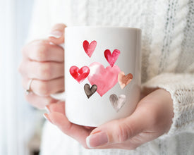 Hearts Custom Coffee Mug, Be My Valentine Coffee Mug, Bouquet Of Flowers Coffee Mug, Valentine Gift For Her Mug, Personalized Valentine Mug