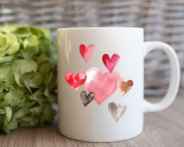 Hearts Custom Coffee Mug, Be My Valentine Coffee Mug, Bouquet Of Flowers Coffee Mug, Valentine Gift For Her Mug, Personalized Valentine Mug