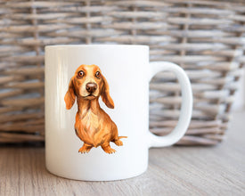 Tan Dachshund Coffee Mug, Personalized Coffee Mug, Dachshund Pet Owner Gift Mug, Custom Pet Coffee Mug, Dog Lover Coffee Mug