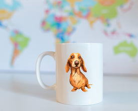 Tan Dachshund Coffee Mug, Personalized Coffee Mug, Dachshund Pet Owner Gift Mug, Custom Pet Coffee Mug, Dog Lover Coffee Mug