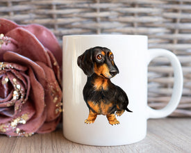 Black and Tan Dachshund Coffee Mug, Personalized Coffee Mug, Dachshund Pet Owner Gift Mug, Custom Pet Coffee Mug, Dog Lover Coffee Mug