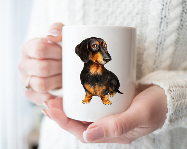 Black and Tan Dachshund Coffee Mug, Personalized Coffee Mug, Dachshund Pet Owner Gift Mug, Custom Pet Coffee Mug, Dog Lover Coffee Mug