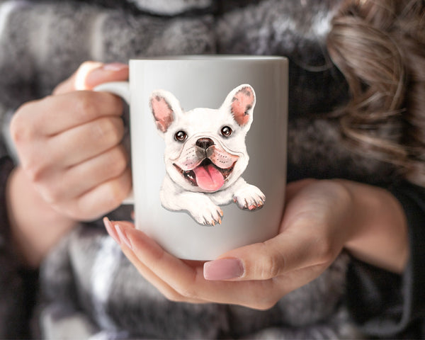 White Frenchie Coffee Mug, Personalized Coffee Mug, Pet Owner Gift Mug, Frenchie Owner Gift, Dog Lover Coffee Mug, Custom Pet Mug