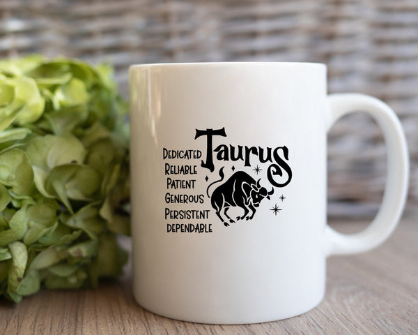 Taurus Zodiac Coffee Mug, Personalized Zodiac Mug, Zodiac Personality Traits Mug, Custom Coffee Mug, Customized Mug, Taurus Birthday Mug