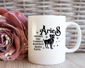 Aries Zodiac Coffee Mug, Personalized Zodiac Mug, Zodiac Personality Traits Mug, Custom Coffee Mug, Customized Mug, Aries Birthday Gift