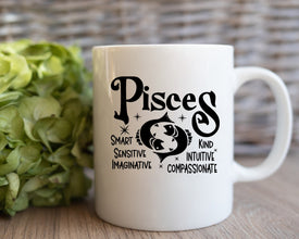 Pisces Zodiac Coffee Mug, Personalized Zodiac Mug, Zodiac Personality Traits Mug, Custom Coffee Mug, Customized Mug, Pisces Birthday Gift