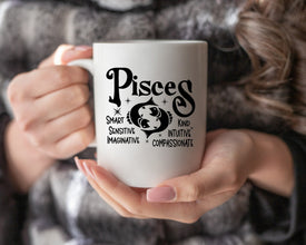 Pisces Zodiac Coffee Mug, Personalized Zodiac Mug, Zodiac Personality Traits Mug, Custom Coffee Mug, Customized Mug, Pisces Birthday Gift