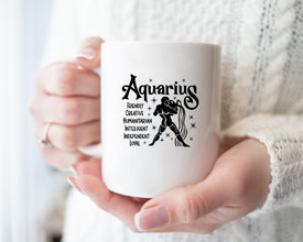 Aquarius Zodiac Coffee Mug, Personalized Zodiac Mug, Zodiac Personality Trait Mug, Custom Coffee Mug, Customized Mug, Aquarius Birthday Gift