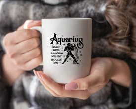 Aquarius Zodiac Coffee Mug, Personalized Zodiac Mug, Zodiac Personality Trait Mug, Custom Coffee Mug, Customized Mug, Aquarius Birthday Gift