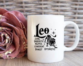 Leo Zodiac Coffee Mug, Personalized Zodiac Mug, Zodiac Personality Trait Mug, Custom Coffee Mug, Customized Mug, Leo Birthday Gift