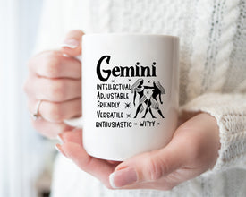 Gemini Zodiac Coffee Mug, Personalized Zodiac Mug, Zodiac Personality Trait Mug, Custom Coffee Mug, Customized Mug, Gemini Birthday Gift