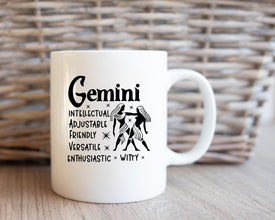 Gemini Zodiac Coffee Mug, Personalized Zodiac Mug, Zodiac Personality Trait Mug, Custom Coffee Mug, Customized Mug, Gemini Birthday Gift