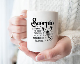 Scorpio Zodiac Coffee Mug, Personalized Zodiac Mug, Zodiac Personality Trait Mug, Custom Coffee Mug, Customized Mug, Scorpio Birthday Gift