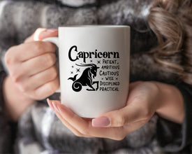 Capricorn Zodiac Mug, Personalized Zodiac Mug, Zodiac Personality Trait Mug, Custom Coffee Mug, Customized Mug, Capricorn Birthday Gift