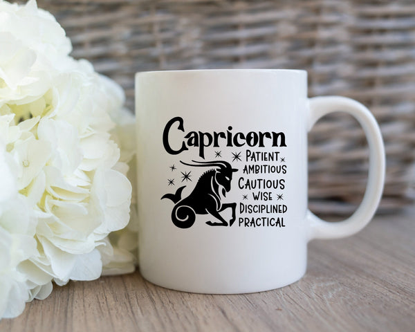 Capricorn Zodiac Mug, Personalized Zodiac Mug, Zodiac Personality Trait Mug, Custom Coffee Mug, Customized Mug, Capricorn Birthday Gift