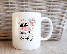 Disney World Valentines Day Mug, Lovebug Coffee Gift Mug, Disney Heart Balloon Mug, Couples Mug, Couples Valentines Gift For Him and Her