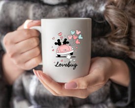 Disney World Valentines Day Mug, Lovebug Coffee Gift Mug, Disney Heart Balloon Mug, Couples Mug, Couples Valentines Gift For Him and Her