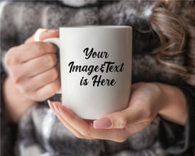 Enjoy Your Morning Brew with a Personalized Touch: Custom Text and Image Coffee Mug - Design Your Own Unique Mug for Every Sip