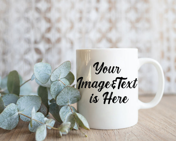 Enjoy Your Morning Brew with a Personalized Touch: Custom Text and Image Coffee Mug - Design Your Own Unique Mug for Every Sip