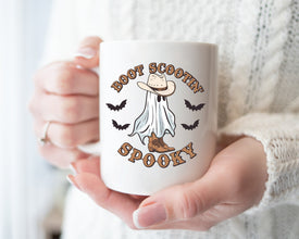 Boot Scootin Halloween Mug: Sip in Spooky Style with This Boo-tifully Designed Mug - Perfect for Halloween Vibes