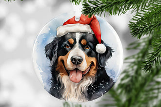 AussieShep, BassetHound, Beagle, Bernese,BichonFrise, BloodHound, BlueHeeler, BorderCollie Personalized Santa Hat Dog Name Ornament